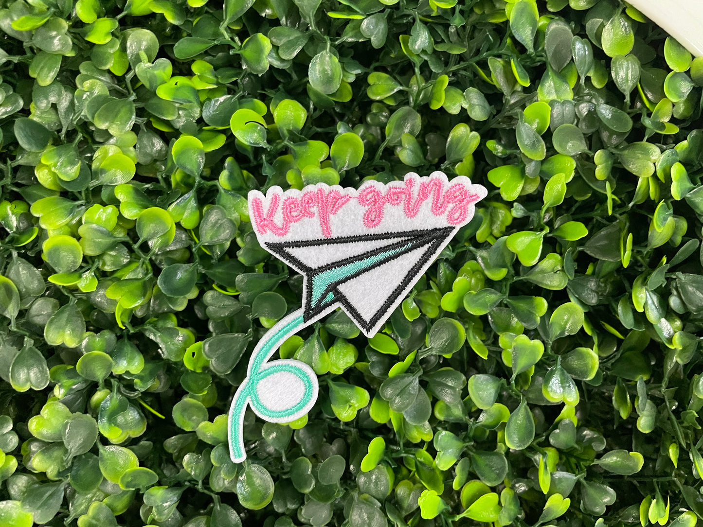 Keep Going Paper Airplane Embroidered Patch