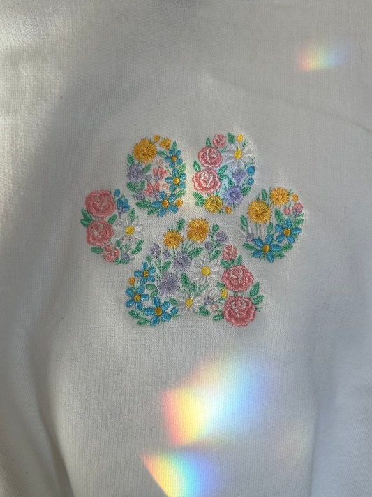 Floral Animal Paw Embroidery
