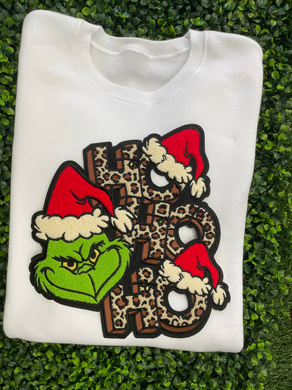 Leopard Grinchy HoHoHo Chenille Patch