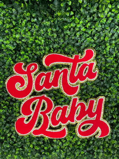 Red Santa Baby Glitter Chenille Patch