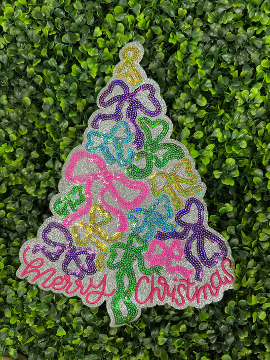 Sequin Merry Christmas Tree Patch