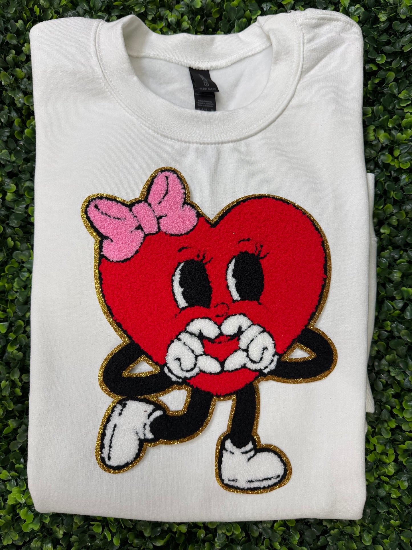 Cute Heart Character Chenille Patch