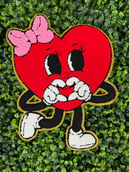 Cute Heart Character Chenille Patch