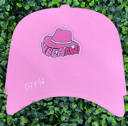 Pink "Yeehaw!" Cowboy Hat Embroidered Patch