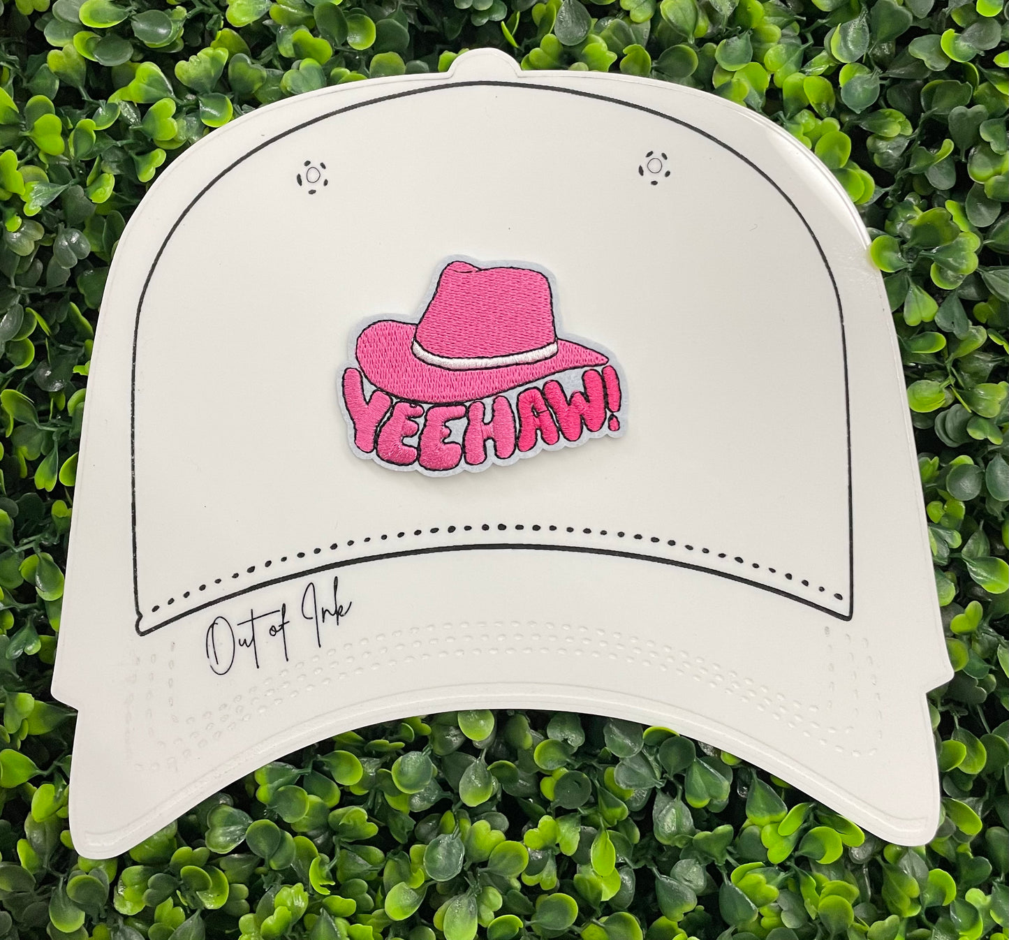 Pink "Yeehaw!" Cowboy Hat Embroidered Patch