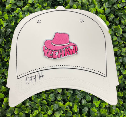 Pink "Yeehaw!" Cowboy Hat Embroidered Patch