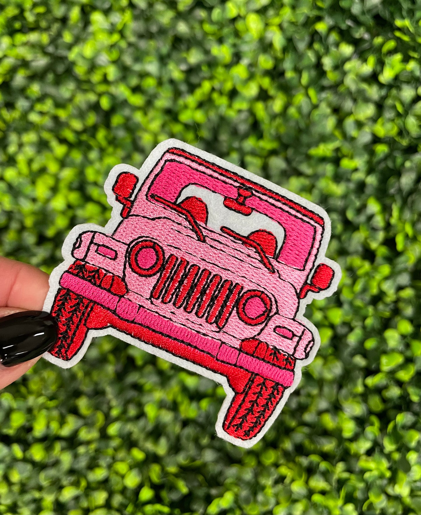 Pink Jeep Adventure Embroidered Patch