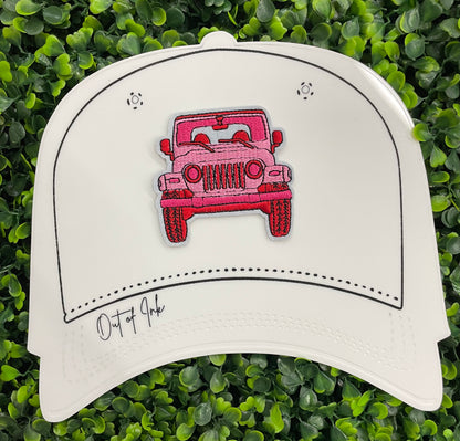 Pink Jeep Adventure Embroidered Patch