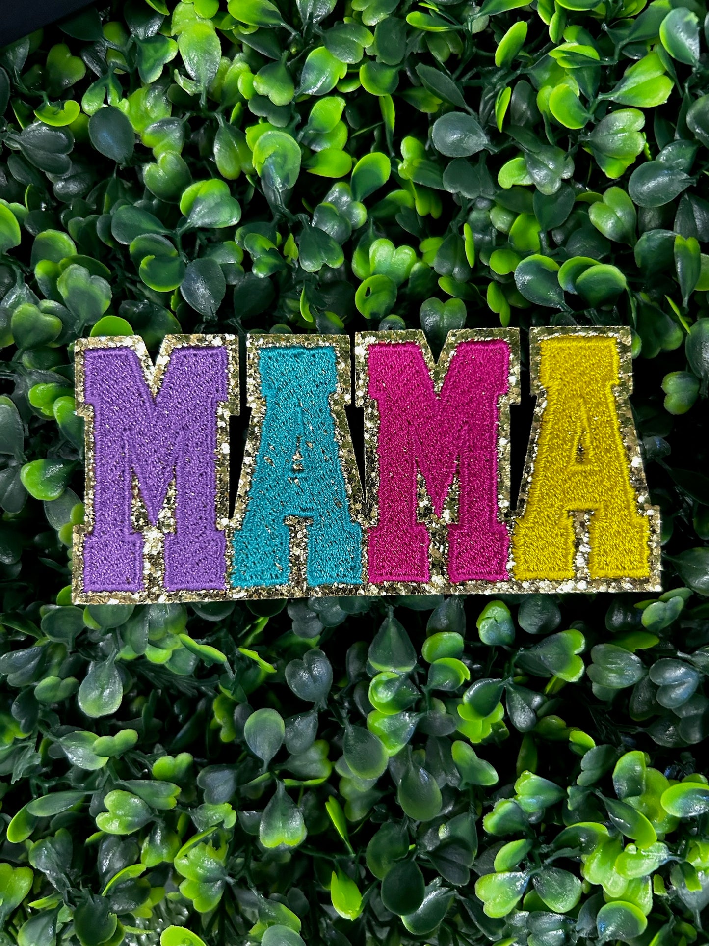MAMA Chenille & Embroidered Glitter Patch