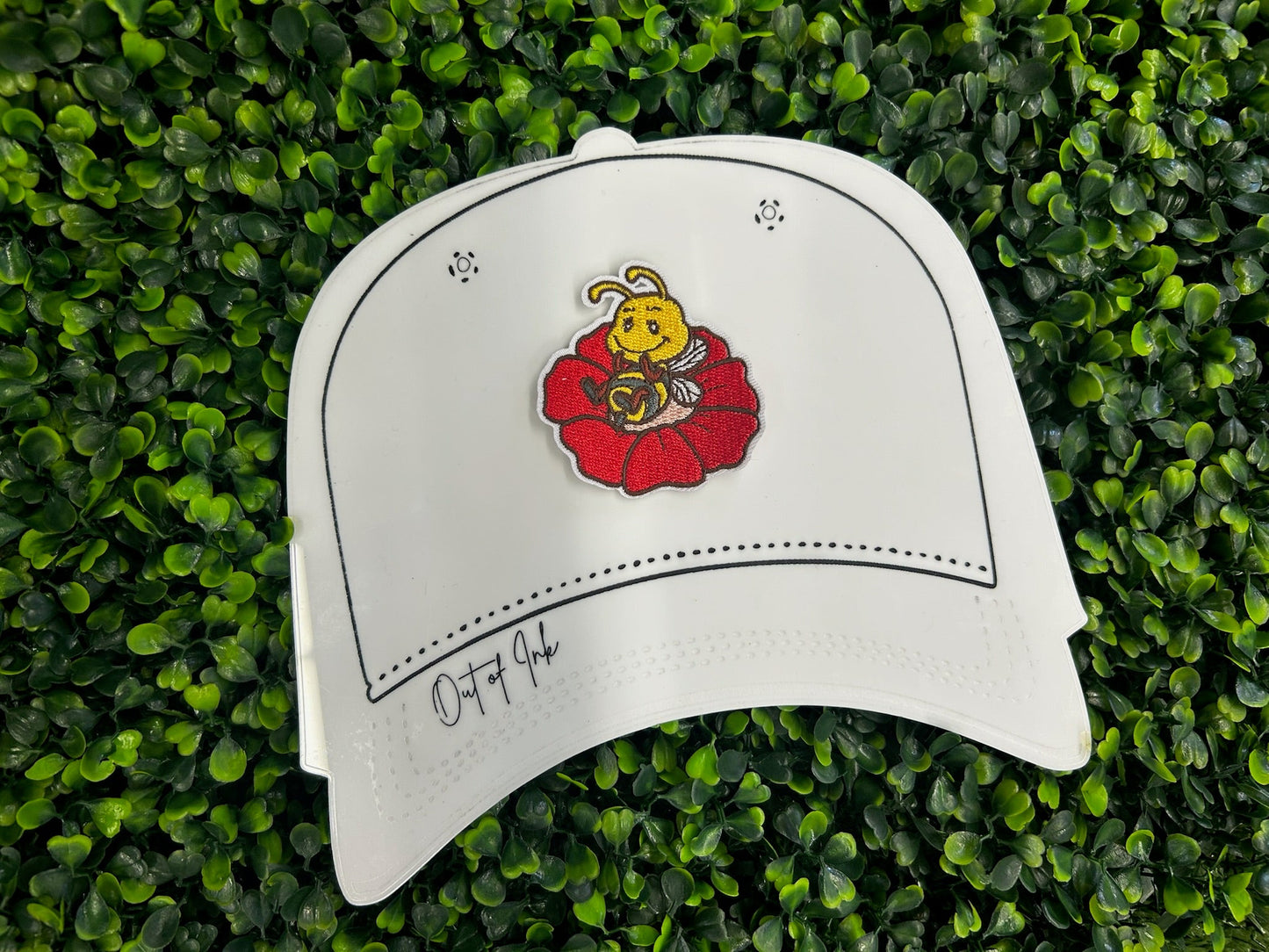 Bee on Red Flower Embroidered Patch