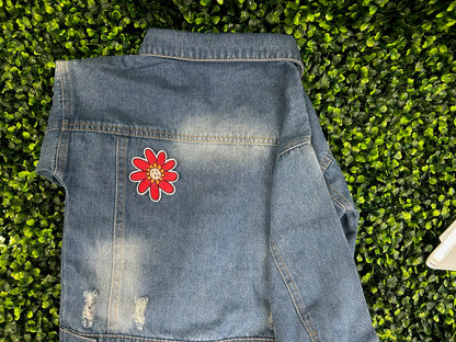 Red & Orange Sunflower Embroidered Patch
