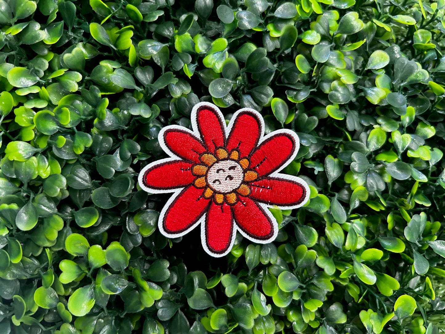 Red & Orange Sunflower Embroidered Patch
