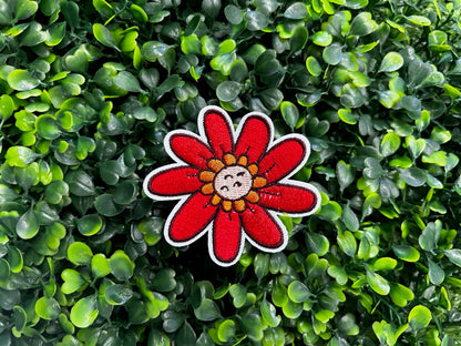 Red & Orange Sunflower Embroidered Patch