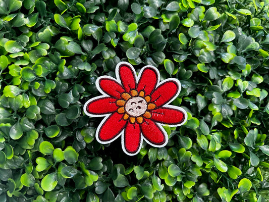 Red & Orange Sunflower Embroidered Patch
