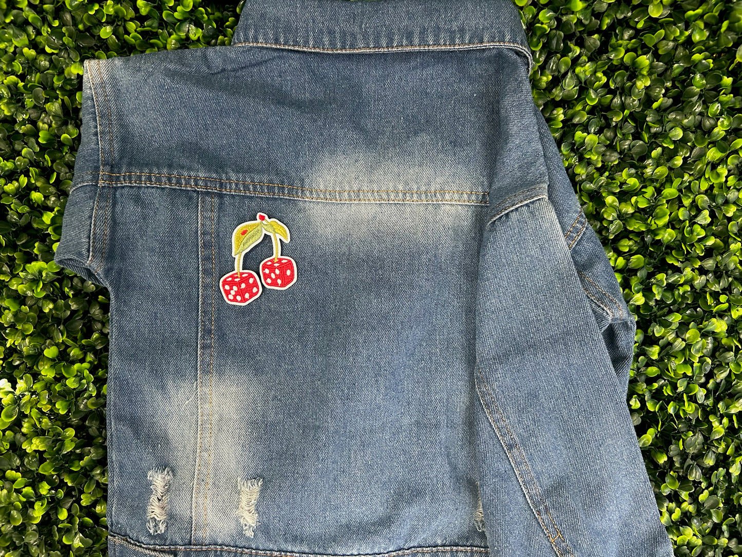 Red Cherry Dice Embroidered Patch