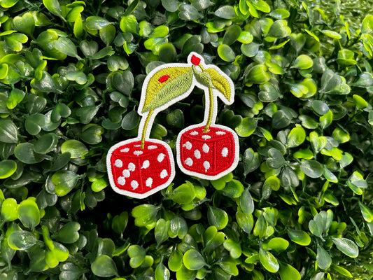 Red Cherry Dice Embroidered Patch