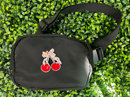 Cherry with Pink Bow Embroidered Patch