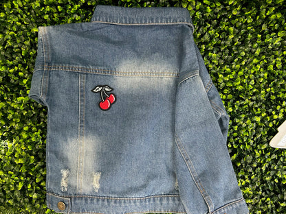 Cherry with Black & White Stems Embroidered Patch
