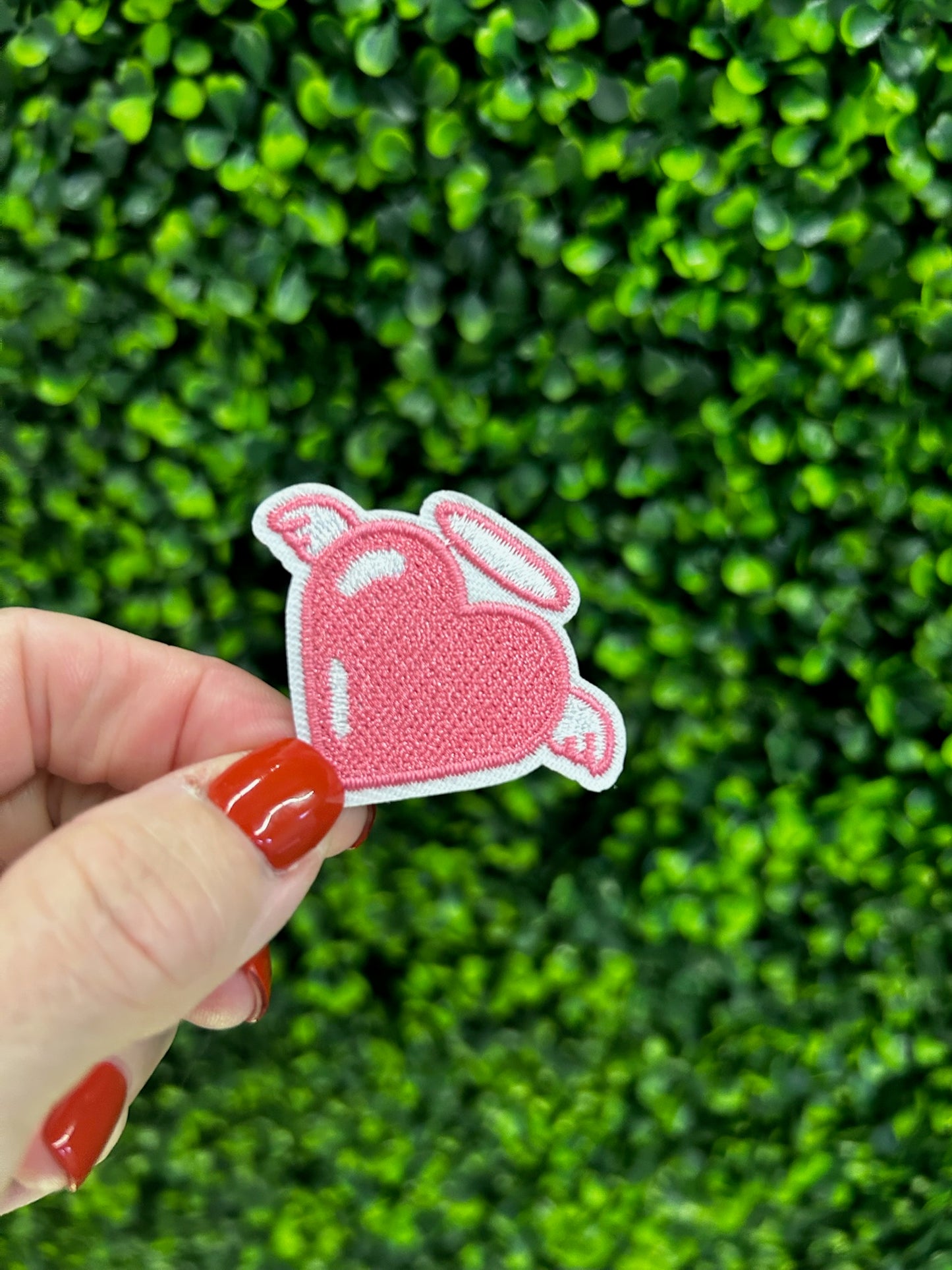 Pink Heart with Wings Embroidered Patch