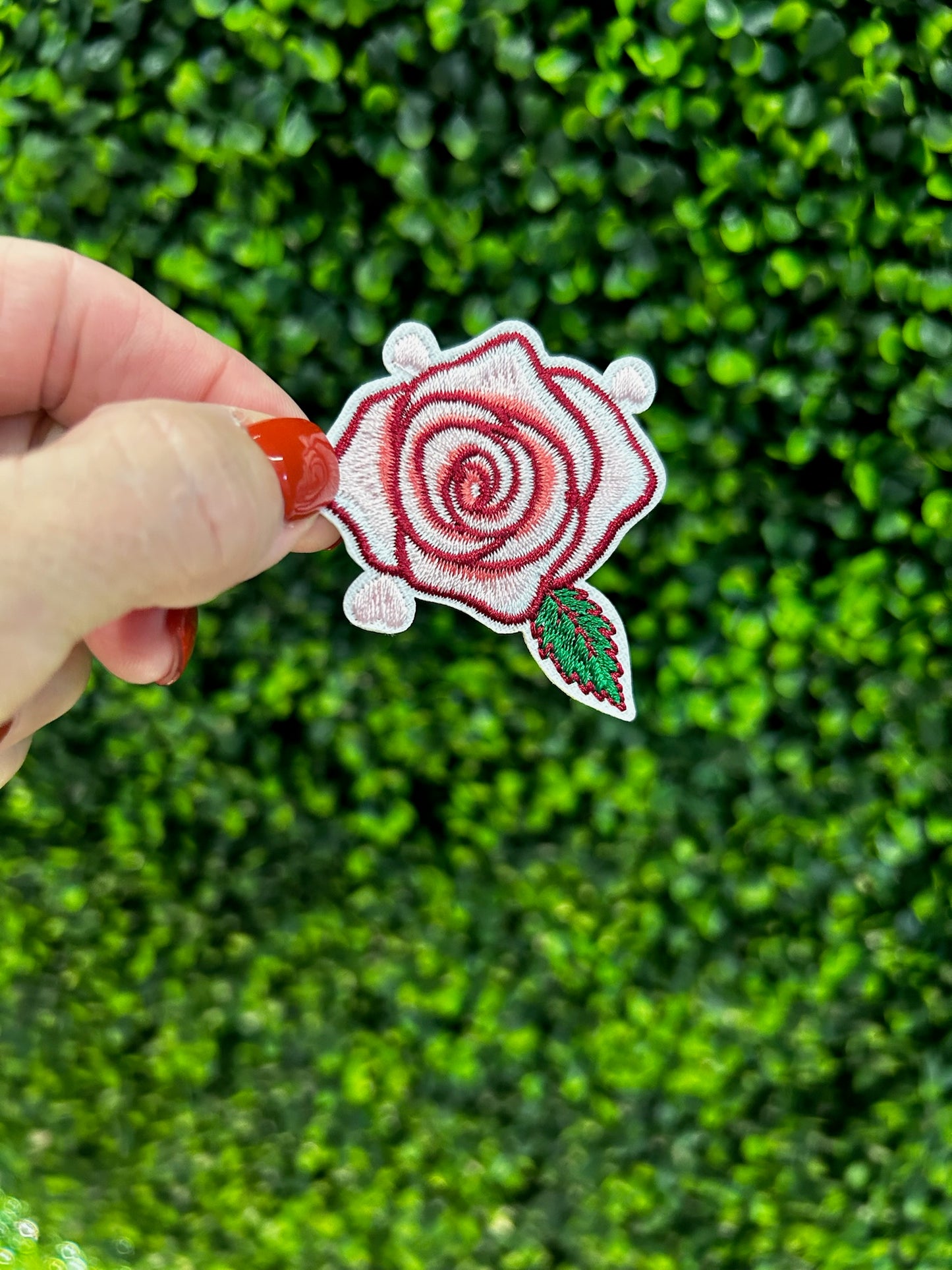 Red Rose Embroidered Patch