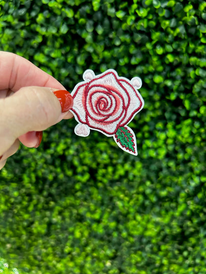 Red Rose Embroidered Patch