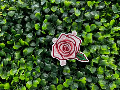 Red Rose Embroidered Patch
