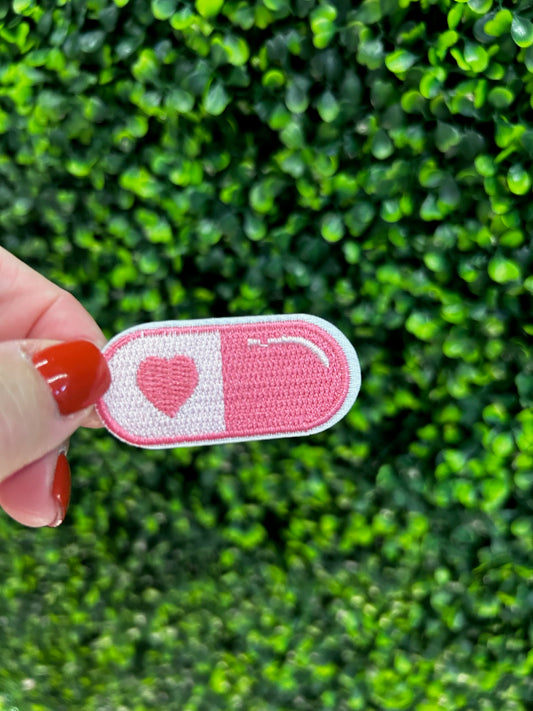 Heart Pill Embroidered Patch