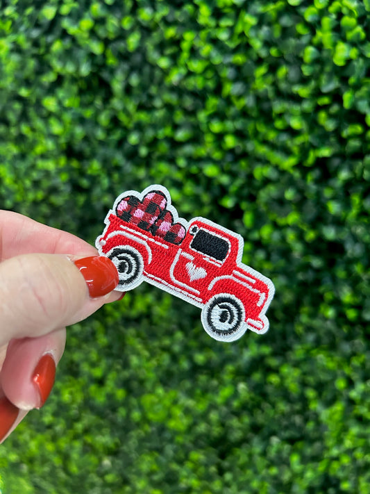 Red Plaid Truck Embroidered Patch