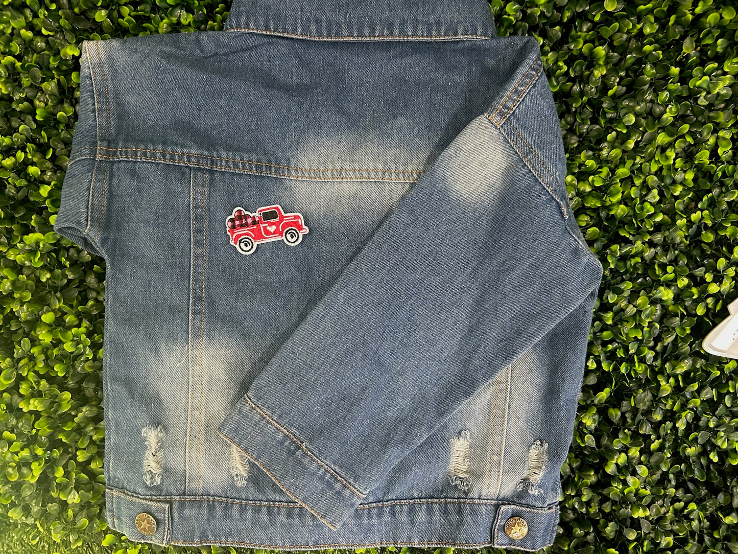 Red Plaid Truck Embroidered Patch