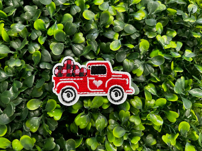 Red Plaid Truck Embroidered Patch