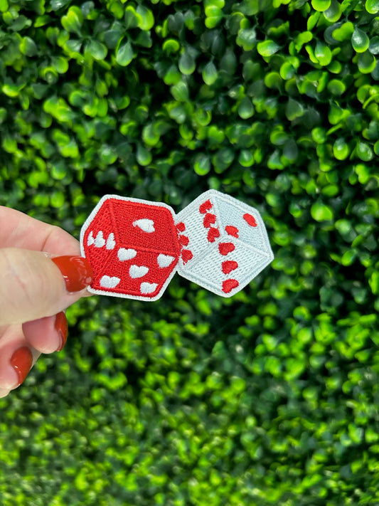 Heart Dice Embroidered Patch