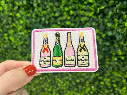 Champagne Bottle Embroidered Patch