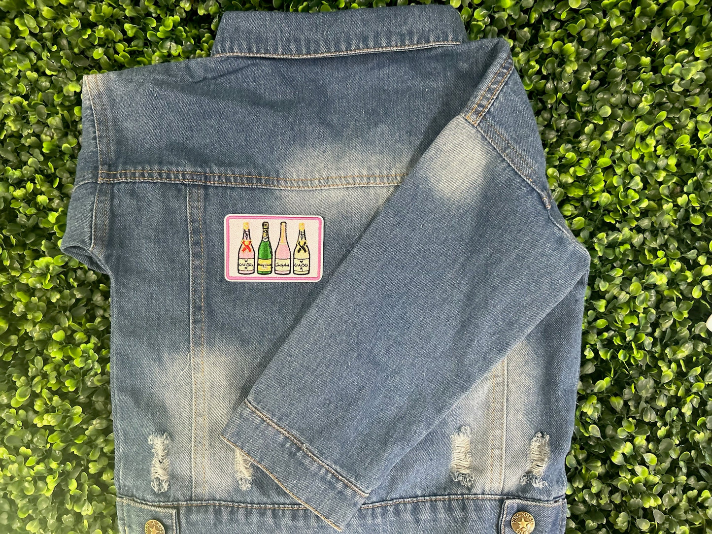 Champagne Bottle Embroidered Patch