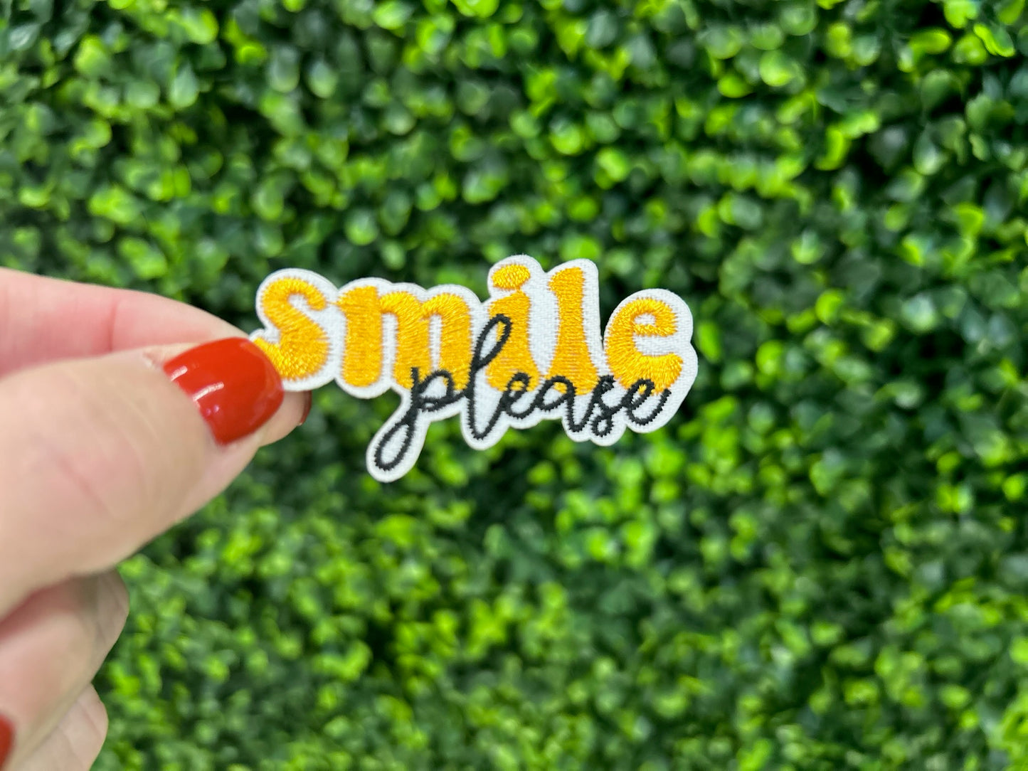 Smile Please Embroidered Patch