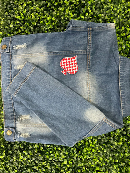 Checkered Spades Embroidered Patch
