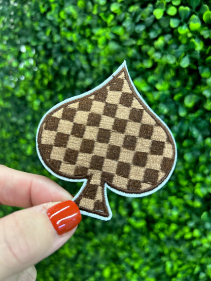 Checkered Spades Embroidered Patch