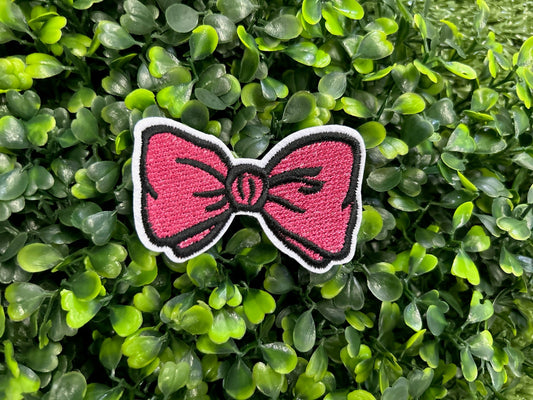Dark Pink Bow Embroidered Patch