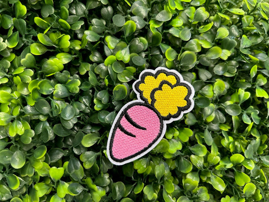 Pink Carrot Embroidered Patch