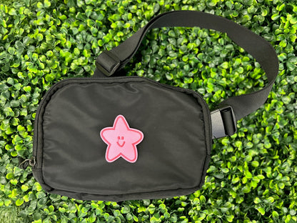 Pink Smiley Face Star Embroidered Patch