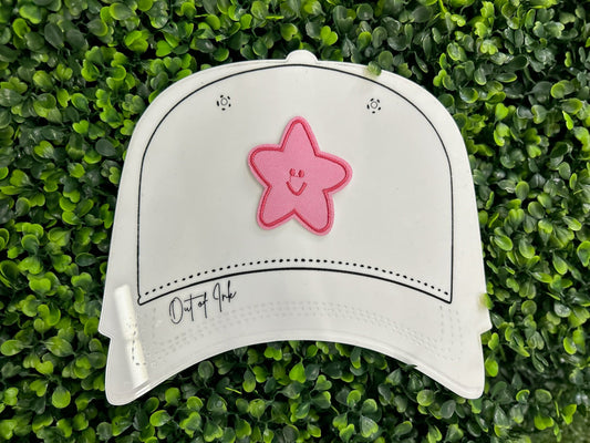 Pink Smiley Face Star Embroidered Patch
