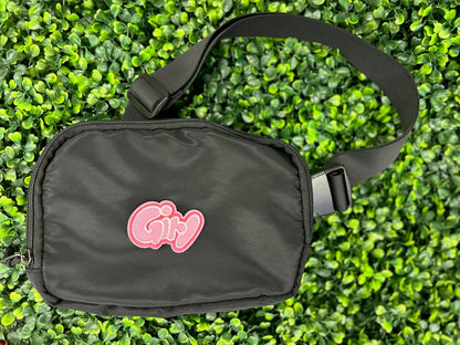 "Girl" Pink Bubble Letters Chenille Patch