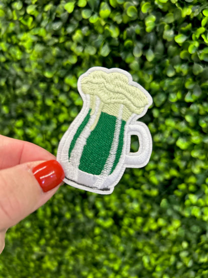St. Patrick’s Day Beer Mug Patch | Green Beer Iron-On Patch