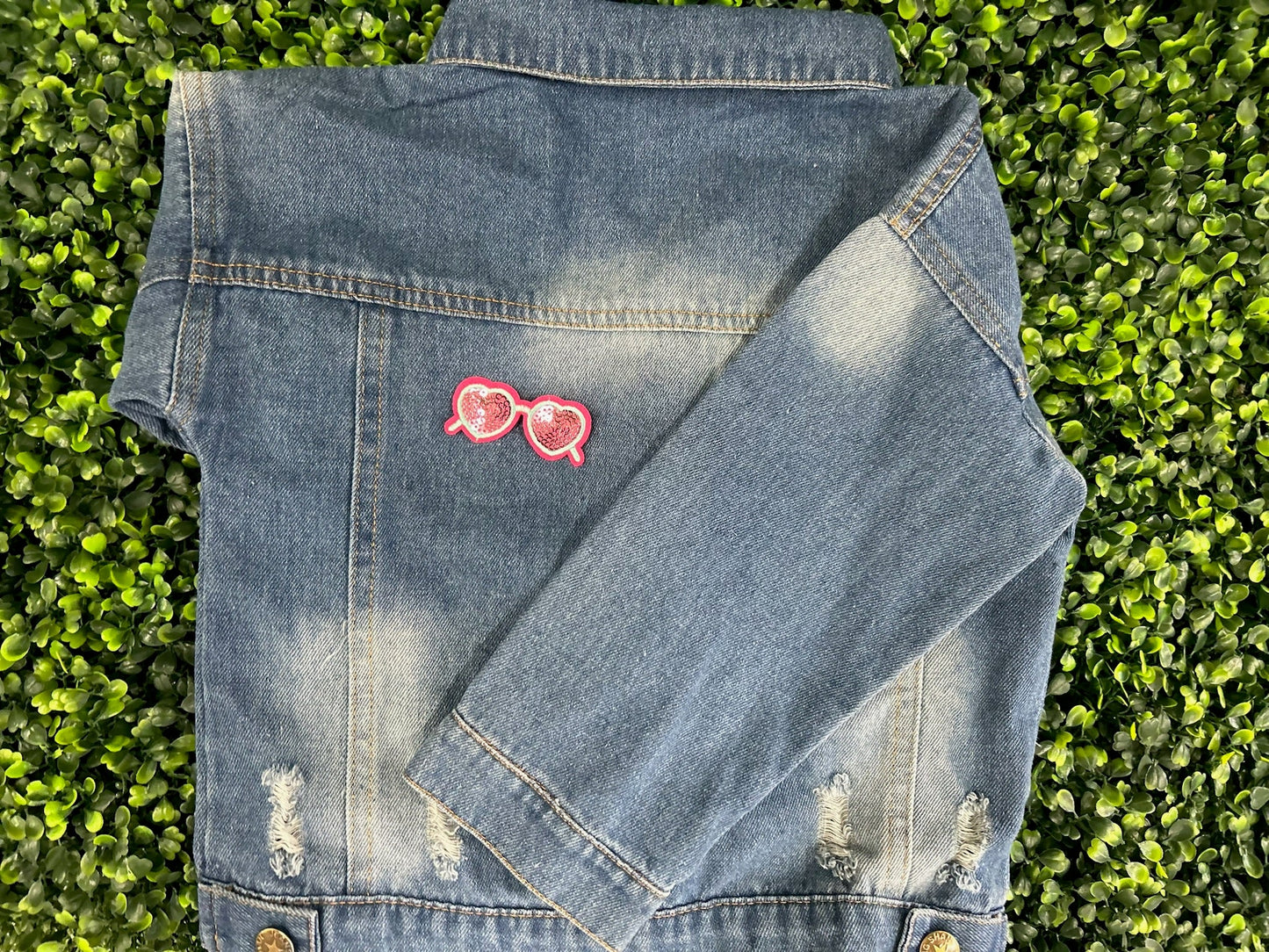 Sequin Heart Sunglasses Embroidered Patch