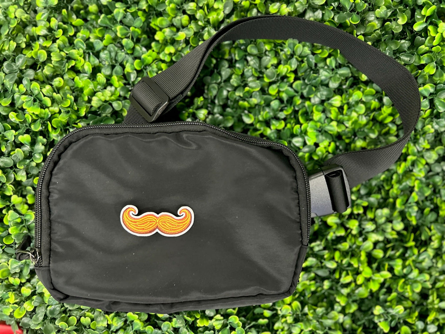 Curly Gold Mustache Embroidered Patch