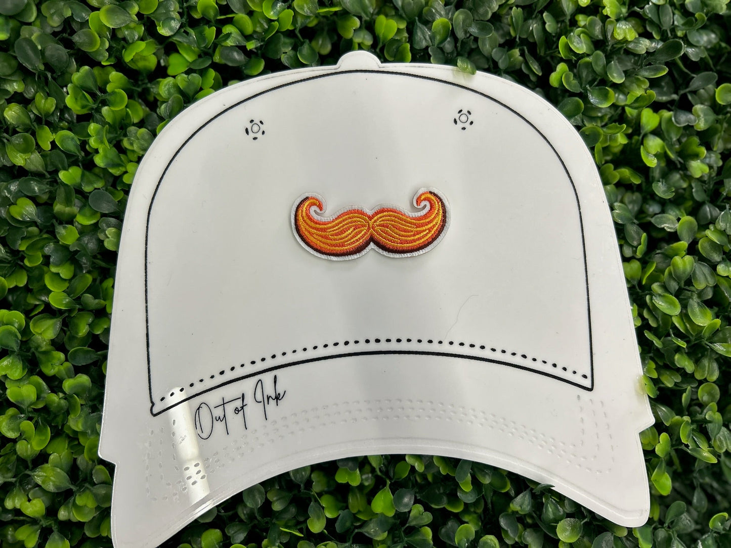 Curly Gold Mustache Embroidered Patch