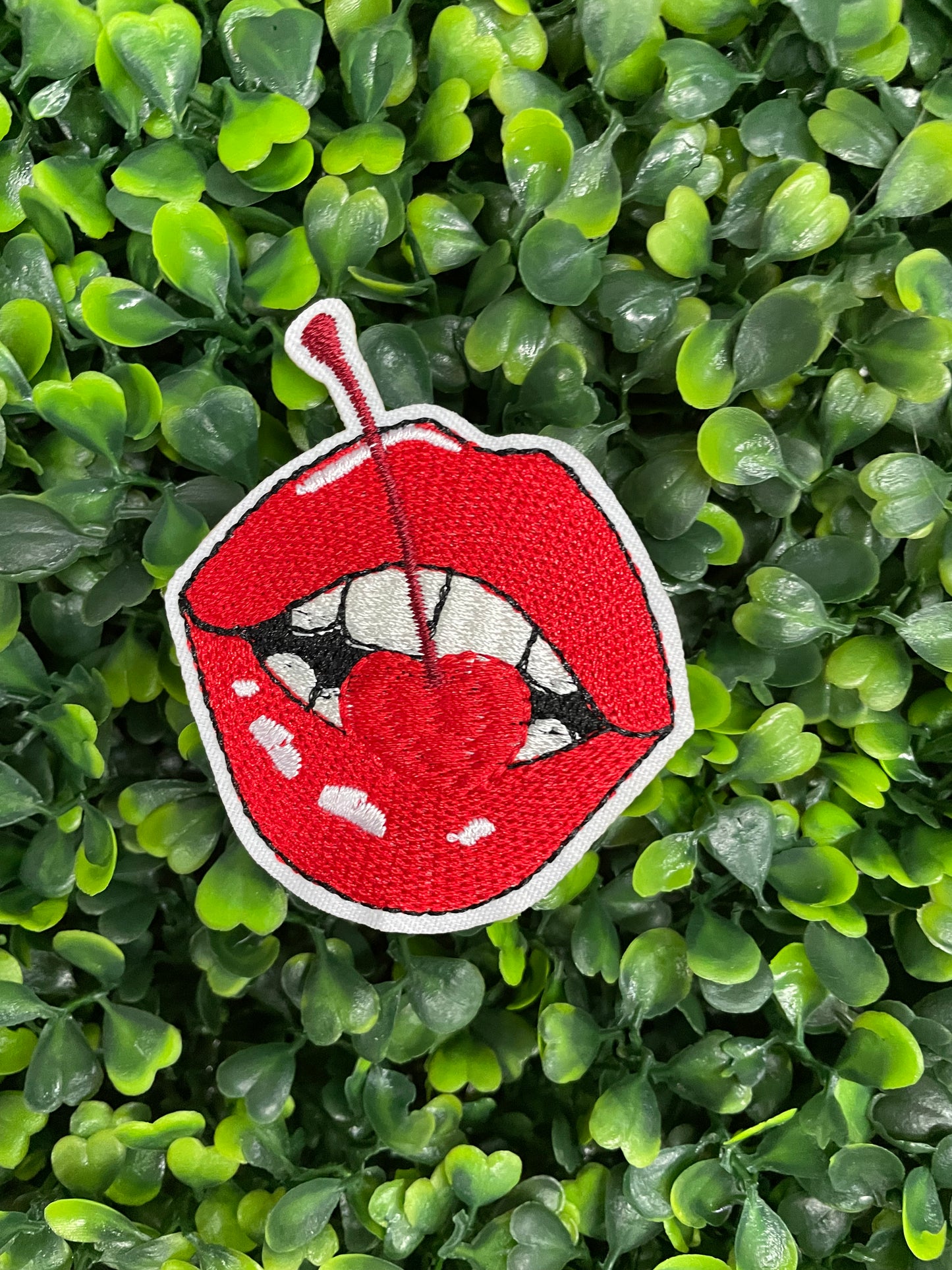 Cherry Lips Embroidered Patch