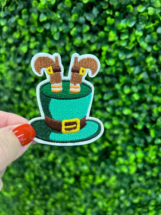 Leprechaun Legs in Hat Embroidered Patch