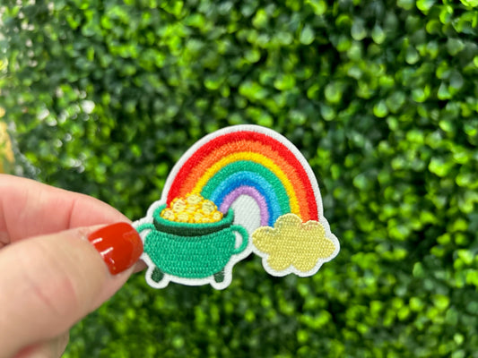 Rainbow and Pot of Gold Embroidered Patch