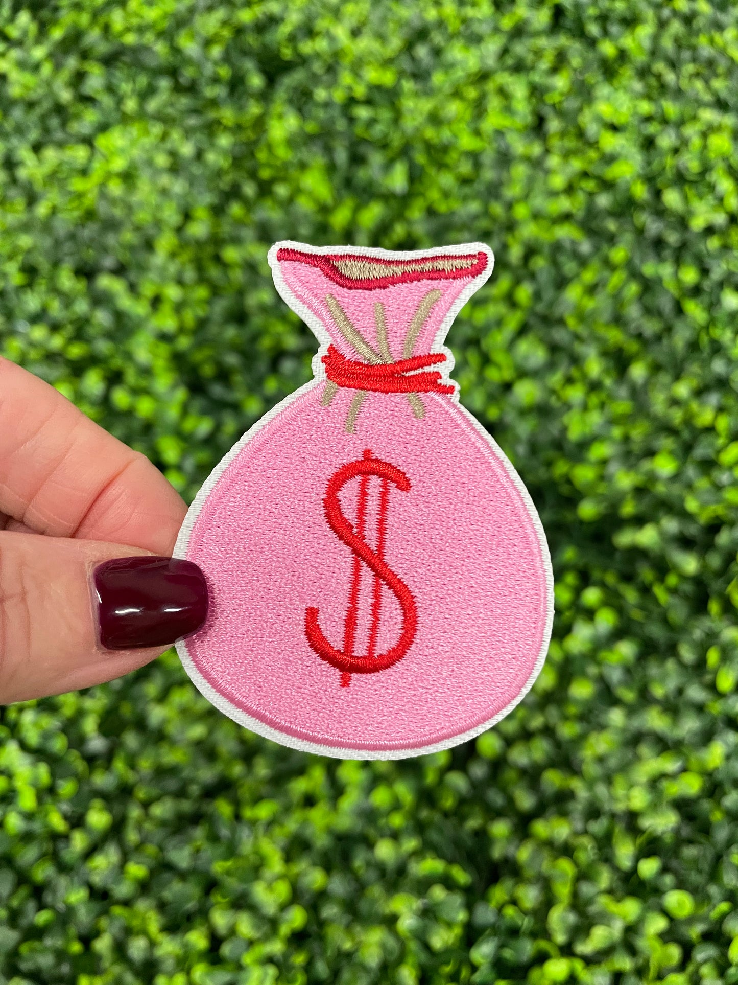 Pink $ Money Bag Embroidered Patch
