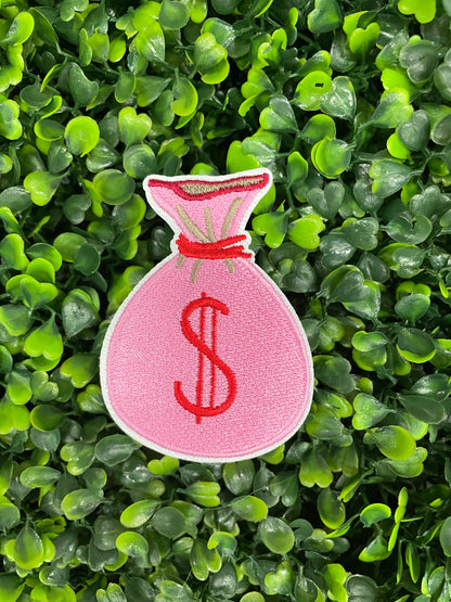 Pink $ Money Bag Embroidered Patch